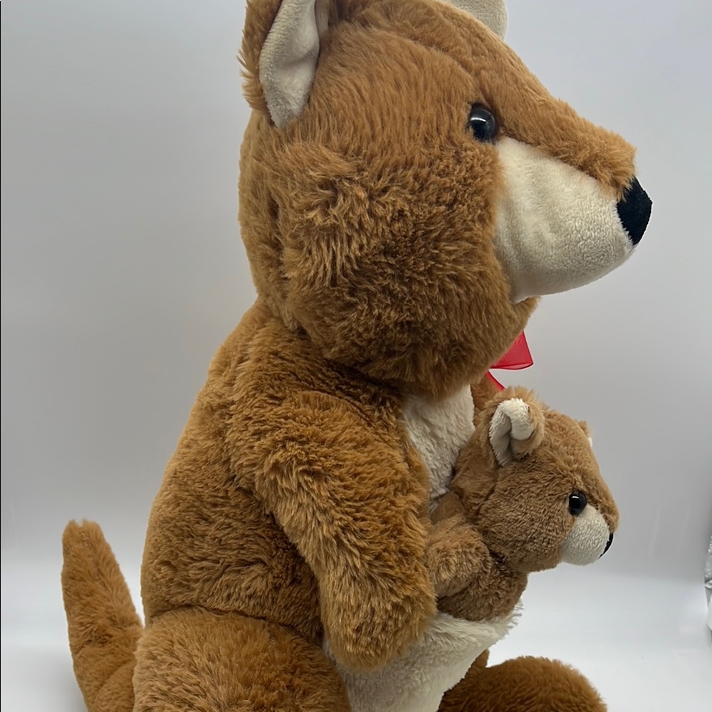 Brown Kangaroo Plush Toy with Red Bow - Picture 5 of 9